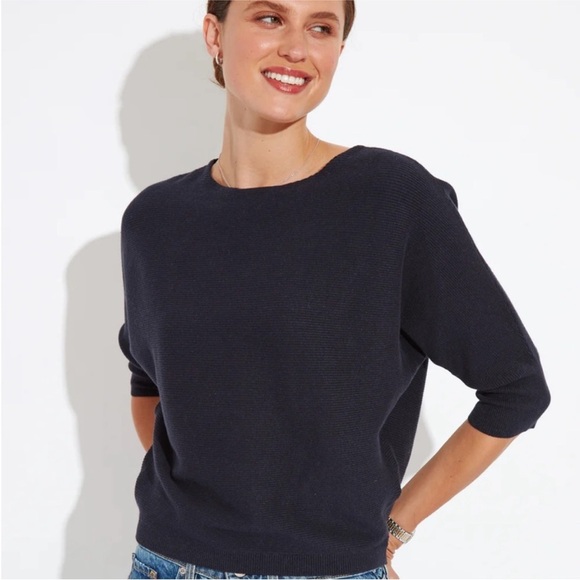 R Label The Reset Sweater Ribbed Pullover Dolman Sleeve in Midnight Size XS - Picture 2 of 7